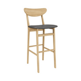 Tory 簡約風實木皮革座墊高腳酒吧吧檯椅